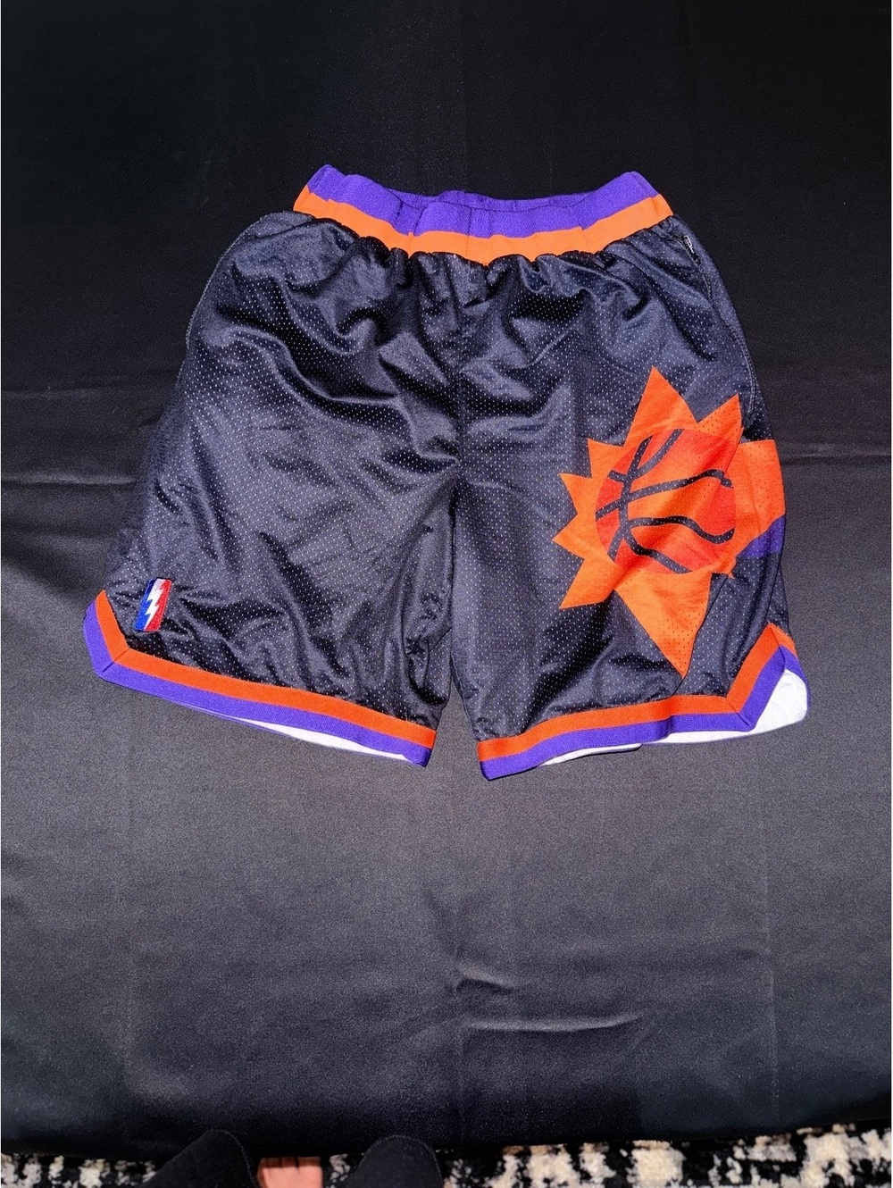 Black Basketball Shorts with Orange and Purple Accents